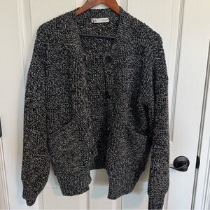 Zara oversized cardigan sweater black heather chunky lagenlook size small